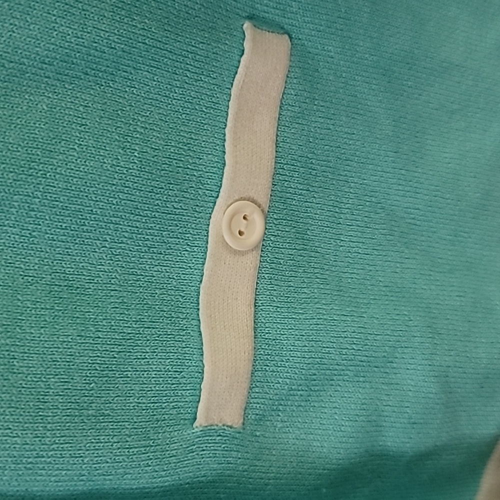 Karen Scott Tiffany Blue Cardigan with White Trim - Picture 5 of 8